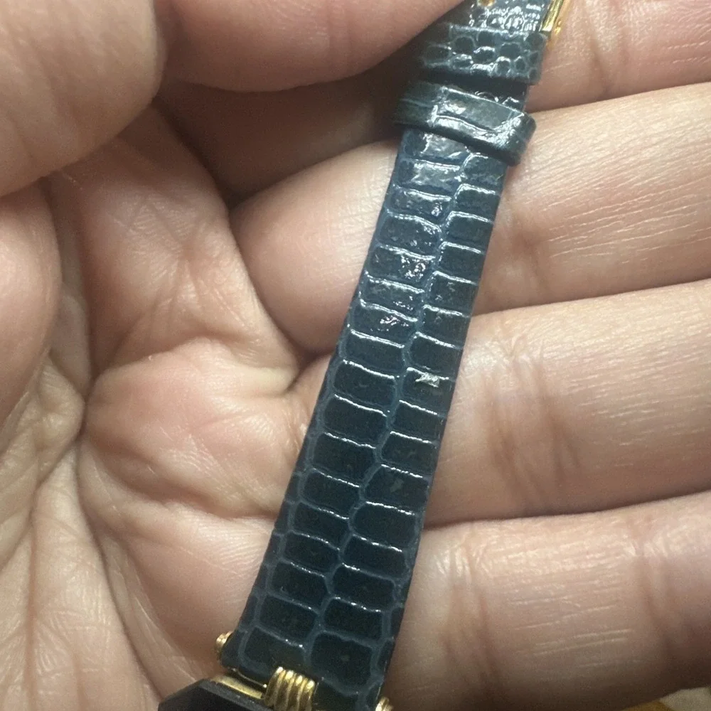Working Quemex 18K Gold Plated Blue/Gold Dainty Ladies QUARTZ Watch 22mm Fit 6in
